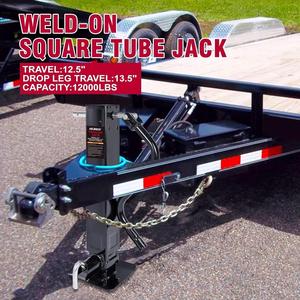 Cric de remorque robuste 12000 lb à tube carré latéral avec cric à jambe déployable, course de 28 pouces et goupille latérale avant pour camping-cars et remorques à chevaux - Product Image 6