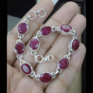 Adjustable <b>Rose</b> Gold Plated 925 Silver Charm Bracelet with Ruby Wedding Gift - Product Image 3