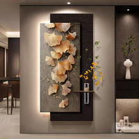 Vase mural rétro en forme de feuille de Ginkgo, double couche, texture grès, peinture à l'huile, décoration murale avec accessoires muraux