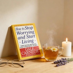 Cómo dejar de preocuparse y empezar a vivir de la manera más saludable, de Dale <span class=keywords><strong>Carnegie</strong></span>, libro de lectura sobre gestión de las emociones negativas y bienestar mental - Product Image 1