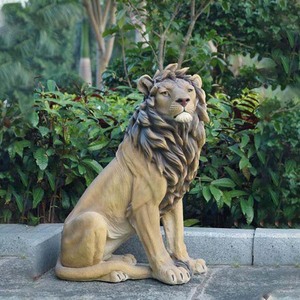 Home Decoration <strong>Life</strong> <strong>Size</strong> Black Resin <strong>Statue</strong> of a <strong>lion</strong> Wearing a Crown for Wholesale - Product Image 5