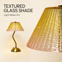 Lampe de table moderne en verre ambre vert forêt, LED rechargeable, commande tactile, base en métal, pour chambre à coucher, salon, café, restaurant