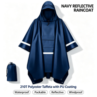 Poncho de pluie à bandes réfléchissantes, à capuche, pour forte pluie, multifonctionnel, élégant et polyvalent pour le camping, la pêche, les voyages