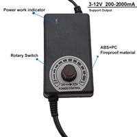 Convertisseur d'alimentation en gros 3-12V 200-2000mA, adaptateur secteur réglable AC/DC de bureau avec indicateur LED pour moteur