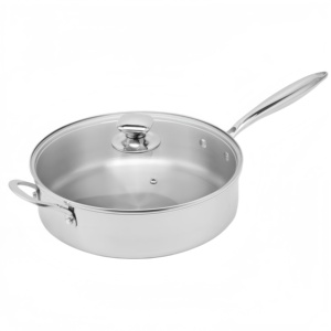 Sartén de acero inoxidable de tres capas de diseño moderno con cubierta de vidrio 24/26/28cm sartén de Cocina de Inducción sin revestimiento - Product Image 2
