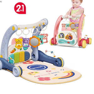 Jouet multifonctionnel <span class=keywords><strong>pour</strong></span> bébé 2 en <span class=keywords><strong>1</strong></span> : chariot musical et trotteur avec musique et dessins animés - Product Image 1