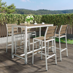 Coets 2 años de garantía 4 plazas 1500 aluminio rectángulo al aire libre restaurante Silla de mesa alta <span class=keywords><strong>con</strong></span> madera PS - Product Image 1