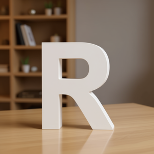 Wooden Letter R White 3D <b>Wall</b> <b>Decor</b> For Home Office Decoration - Product Image 3