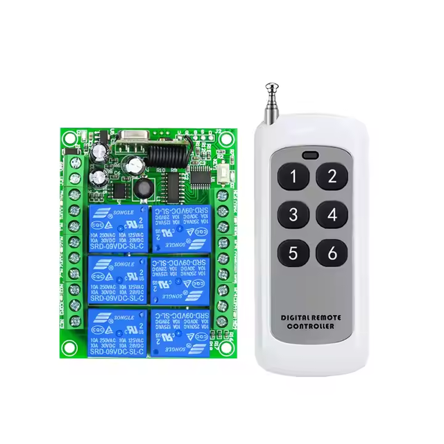 6CH 12V 24V 10A ASK Long Distance Universal Relay Receiver Wireless Remote Control Switch Door Opener Garage 433mhz