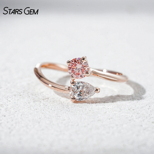 แหวน Starsgem Toi Et Moi ทองคำแท้ 10K สีโรสโกลด์ ประดับเพชรเพาะเลี้ยง - Product Image 3
