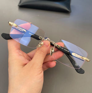 メンズ 向け 高級 レトロ スクエア 型 リーディンググラス｜ブルーライトカット 老眼鏡 メタル リムレス フレーム｜新登場・卸売 - Product Image 2