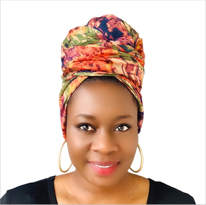 wholesale diy时尚扎染头巾女性非洲印花头巾花卉装饰二合一围巾头巾