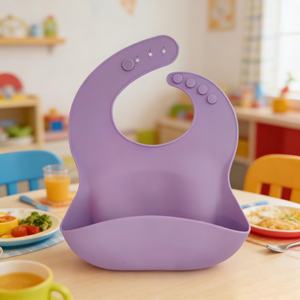 Bavoir bébé en silicone réglable, de haute qualité, facile à nettoyer, durable, de qualité alimentaire, imperméable, écologique, non toxique - Product Image 5