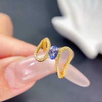 Wholesale High Quality 925 Sterling Silver Oval Cut Natural Tanzanite Gemstone Ring Woman Wedding Party Gift for Shop Owners