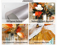 Peinture à l'huile abstraite de fleurs sur toile, peinte à la main avec des feuilles d'or, texture épaisse, décoration murale verticale, intérieur moderne