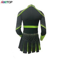 Uniforme de cheerleading personnalisé avec strass, manches longues, col haut, jupe plissée, polyester et élasthanne, logo d'équipe personnalisable