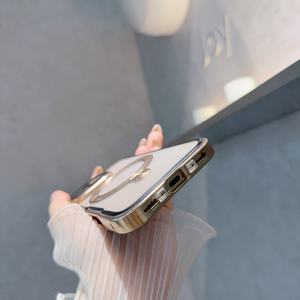 Nouveaux étuis de <span class=keywords><strong>t</strong></span>éléphone portable transparents pour iPhone 13 14 15 16 Pro Max Plus avec porte-anneau magnétique cadre en métal en aluminium couverture antichoc - Product Image 3