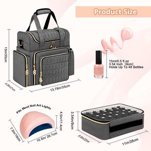 Voyage personnalisé femmes 48 bouteilles Nail Tech transport organisateur vernis à ongles sac <span class=keywords><strong>de</strong></span> rangement - Product Image 6