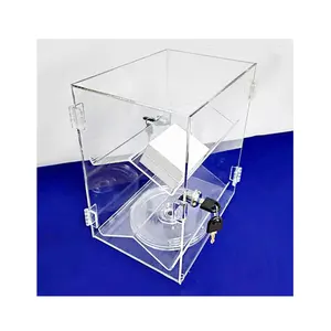 Rotating Lockable Clear Acrylic Watch Display Case with 2 Shelves Watch Jewelry Tower Showcase Watch Display Cabinet