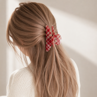 Pince à cheveux rose à carreaux, motif classique, pour étudiantes, accessoire capillaire simple, classique et rétro