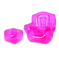 Canapé-lit gonflable extensible en plastique rose transparent pour adultes, utilisation extérieure et scolaire, fauteuil ottoman, échantillon gratuit, salle à manger/salon