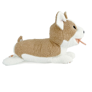 Lông cừu trái tim mông màu hồng bàn chân nhỏ màu nâu trắng nằm mỉm cười Corgi Con Chó Thú nhồi bông với cuộc sống lưỡi trần như đồ chơi mềm mại sang trọng - Product Image 4
