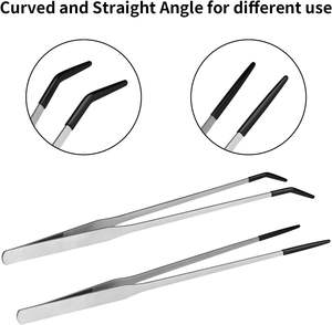Gratis sampel ujung karet lurus & panjang melengkung dengan pinset untuk akuarium atau kerajinan penjepit makanan reptil baja tahan karat - Product Image 3