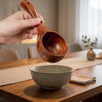 Cuillère à soupe en bois à poignée longue, grande capacité, louche en bois personnalisable avec logo gravé, cuillère de service pour la cuisine