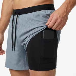 Pantalones Cortos Deportivos Transpirables y Ligeros de Secado Rápido 2 en 1 con Forro para Hombre, para Maratón, Fitness, Gimnasio y Entrenamiento - Product Image 2