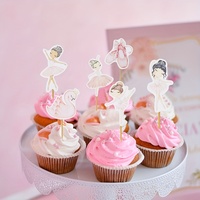 Décoration de gâteau pour bébé fille, thème ballerine, avec figurines de ballerines colorées, chaussures de danse cygne et motif de gâteau de choix