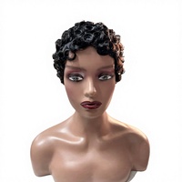 Perruque Chioma en vente en gros, perruque courte bouclée fabriquée à la machine, noir naturel, 100% cheveux humains vierges