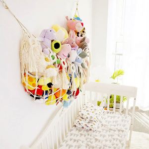 Hamac de rangement pour peluches, hamac suspendu en macramé avec pompons bohèmes, filet organisateur de jouets, support de rangement pour la décoration de la maison - Product Image 2