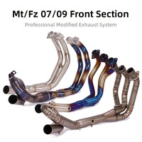 Tuyau d'échappement avant en alliage de titane (couleur titane argenté semi-bleu) pour motos R7 MT07 MT09 FZ07 FZ09 et XSR900
