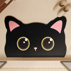 Alfombra de baño con diseño de gato, de fibra de poliéster, absorbente, de secado rápido, antideslizante, rectangular, para entrada de ducha y baño - Product Image 4
