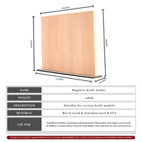 Porte-couteau magnétique à 2 côtés Porte-bloc de couteaux en bois de hêtre en acier inoxydable Porte-couteau en bois Eva Bois naturel ou couleur noire