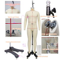 Maniquí de Cuerpo Completo Ajustable sin Cabeza de Fibra de Vidrio Marca Junmei, Talla CN 96 para Hombre, con Base de Metal con Ruedas, para Uso de Sastre