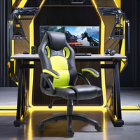 Chaise de bureau et de jeu pivotante de style traditionnel, nouvelle collection, en cuir PU vert frais de haute qualité et tissu MSH, avec structure en acier inoxydable