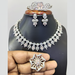 Ensemble de collier en diamant américain de haute qualité plaqué argent 11065518WH, bijoux élégants et raffinés pour un anniversaire - Product Image 3