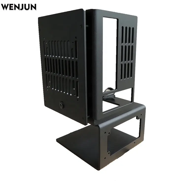 WENJUN Casing Komputer Pendingin Air, Mini ITX PC Uji Casing Bangku Vertikal Bingkai Aluminium Aloi