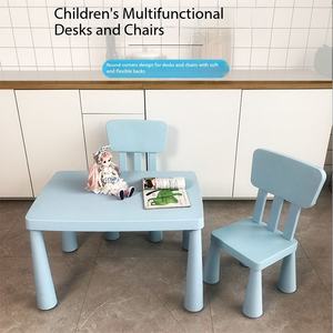 Ensemble table et chaises blanches pour enfants, idéal pour salle de jeux, chambre, coin <span class=keywords><strong>d</strong></span>'apprentissage, <span class=keywords><strong>d</strong></span>écoration moderne pour la maison, un ensemble comprenant une table et deux chaises - Product Image 2