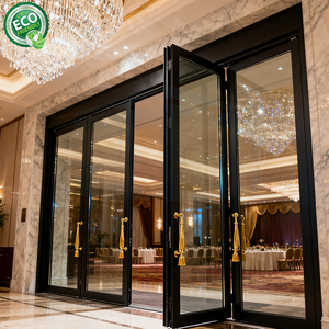 Puerta plegable de vidrio templado doble de aleación de aluminio con aislamiento acústico para Balcón de entrada/hotel/Villa - Product Image 1