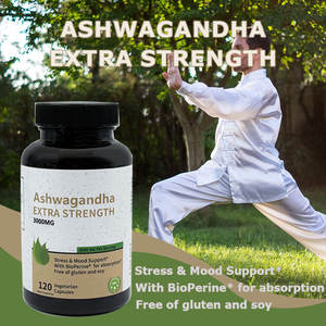 Cápsulas Orgánicas de Ashwagandha Extra Fuertes 3000mg, Alivio del Estrés, Apoyo Energético, Extracto de Ashwagandha en Cápsulas, Vegano, Inmunológico, OEM - Product Image 2