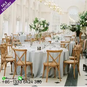 Factory Direct Sale Stacking Wedding Hotel Dining Chair High Back Metal X Iron Aluminium Crossback Chair