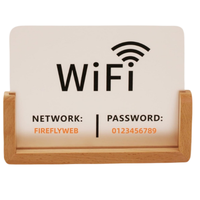 Panneau de signalisation WiFi en acrylique personnalisable, plaque de mot de passe WiFi effaçable avec support en bois pour café, B&B