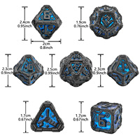 Ensemble de dés polyédriques DND gravés en alliage de zinc massif, 7 pièces, doré antique, mécaniques, écologiques, faits à la main, de style industriel