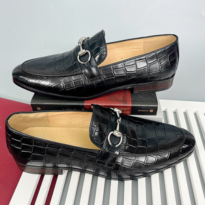 Mocasines de Cuero Genuino para Hombre, Punta Cuadrada, Sin Cordones, Antideslizantes, para Oficina, Carrera, Todas las Temporadas, Zapatos de Vestir - Product Image 1