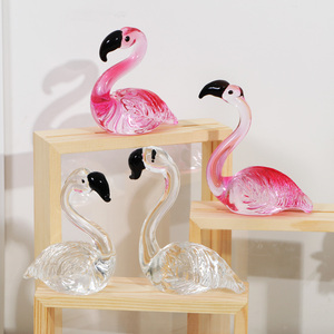 Figurine en verre soufflé à la main, flamant rose, souvenir, décoration artistique artisanale, figurine rose, collection d'animaux, décoration de table, décoration de la maison - Product Image 5