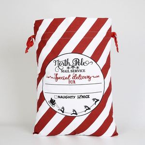 Grand sac de Noël à rayures rouges et blanches de la marque High King Factory, sac réutilisable du Père Noël, sac cadeau de Noël, sacs pour cadeaux de fête de Noël - Product Image 2