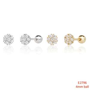 क्लस्टर जिरकॉन बॉल स्टड इयररिंग्स एस <span class=keywords><strong>925</strong></span> रजत सोना/चांदी प्लेटेड यूनिसेक्स - Product Image 1