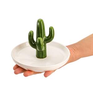 Bandeja de Almacenamiento de Cerámica con Diseño de Cactus y Aloe <span class=keywords><strong>Vera</strong></span>, Estilo Art Deco, para Bodas, Ramadán, Exhibición, Soporte para Joyas - Product Image 4